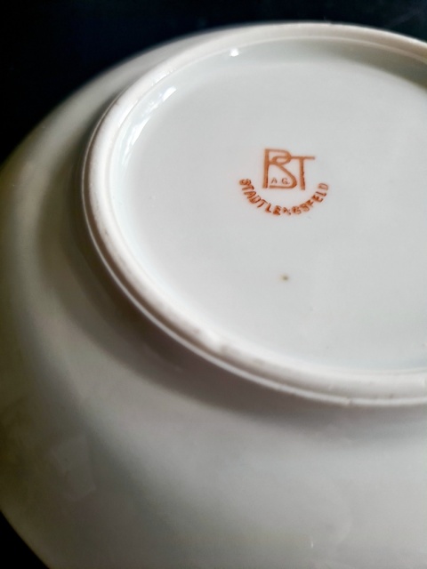 STADTLENGSFELD stuletnie filiżanki dla 2 osób Art Deco 1920-1931 Porcelana