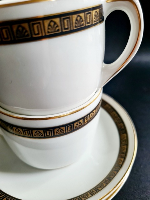 STADTLENGSFELD stuletnie filiżanki dla 2 osób Art Deco 1920-1931 Porcelana