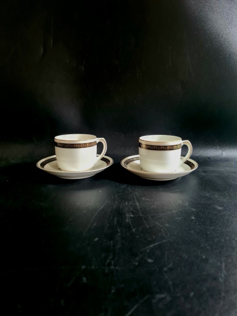 STADTLENGSFELD stuletnie filiżanki dla 2 osób Art Deco 1920-1931 Porcelana