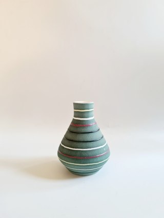Wazon w paski ceramika East Germany 10,5 cm, VEB Haldensleben pikasiak