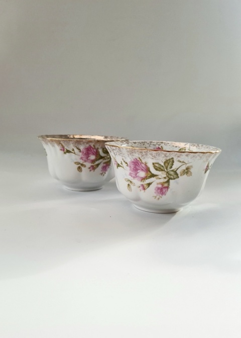 2 miseczki Chodzież Iwona elegancka róża, porcelana
