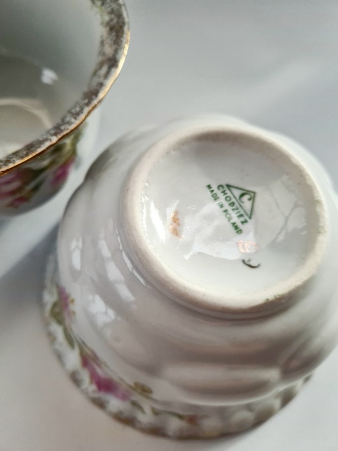 2 miseczki Chodzież Iwona elegancka róża, porcelana