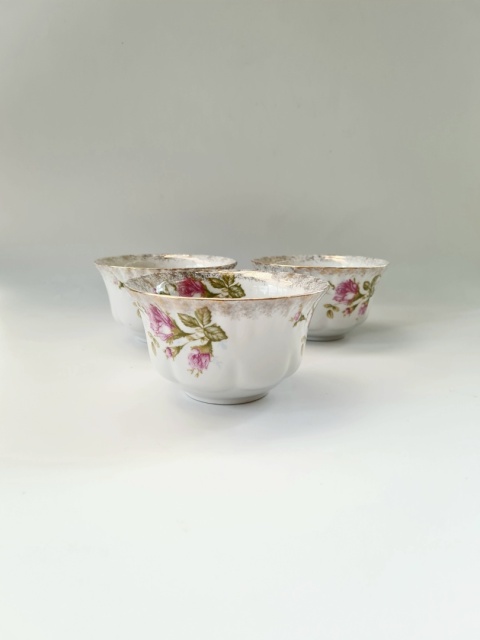 3 miseczki Chodzież Iwona elegancka róża, porcelana