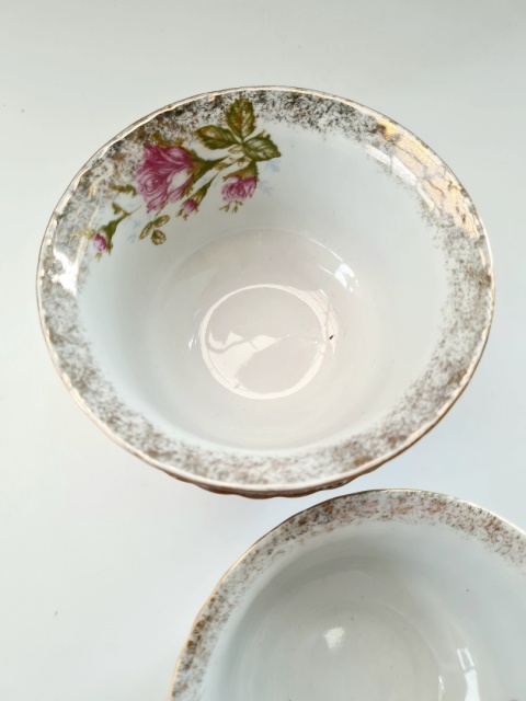 3 miseczki Chodzież Iwona elegancka róża, porcelana
