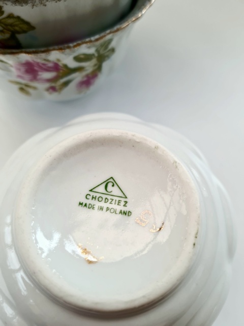 3 miseczki Chodzież Iwona elegancka róża, porcelana