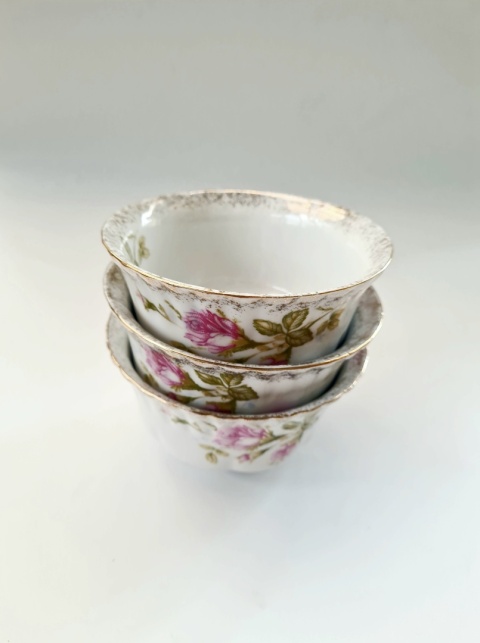 3 miseczki Chodzież Iwona elegancka róża, porcelana