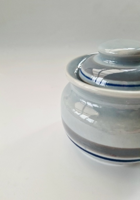 Elegancka szara cukiernica porcelit Pruszków PRL