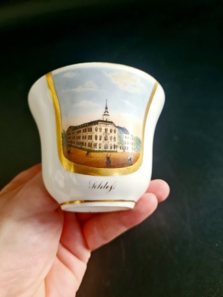 Filiżanka Carl Tielsch z wedutą ok. 1850 r. kolekcjonerska 150 ml