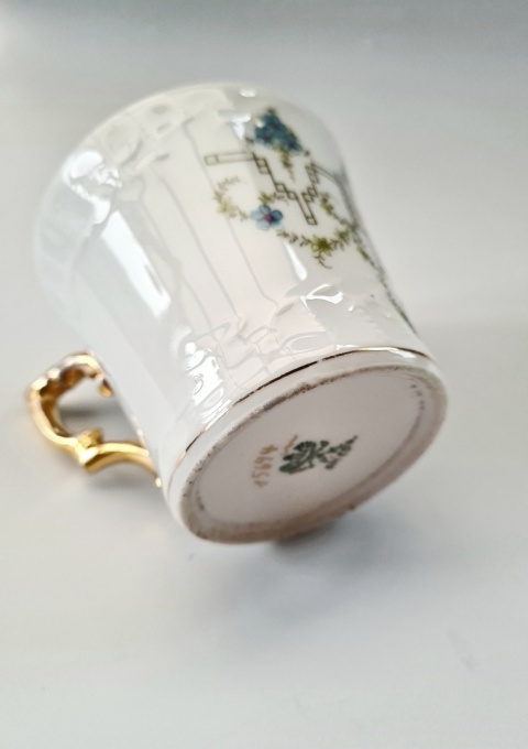 Filiżanka do kawy ok. 200 ml Koenigszelt secesja / art deco niezapominajki przedwojenna