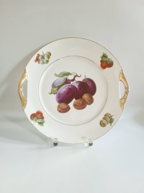 Giesche Sląsk patera w owoce art deco 1929-1939 porcelana śląska 26,5 cm