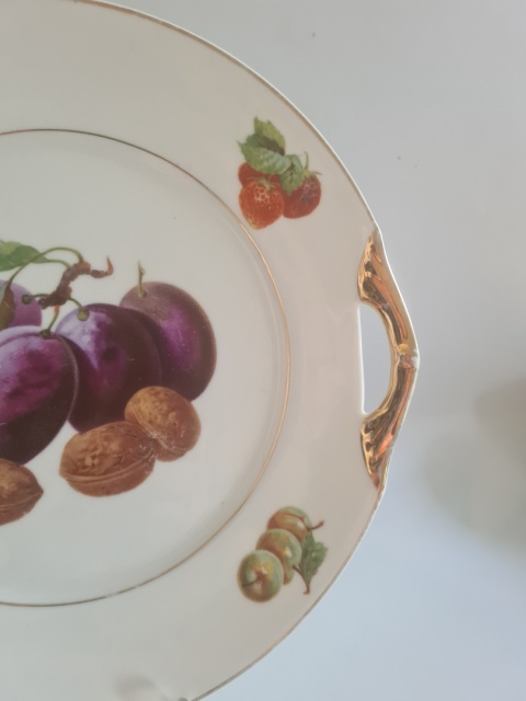 Giesche Sląsk patera w owoce art deco 1929-1939 porcelana śląska 26,5 cm