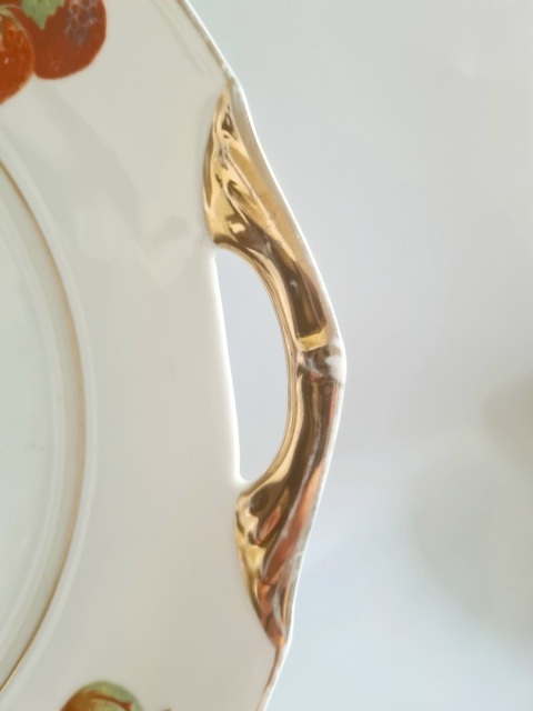 Giesche Sląsk patera w owoce art deco 1929-1939 porcelana śląska 26,5 cm