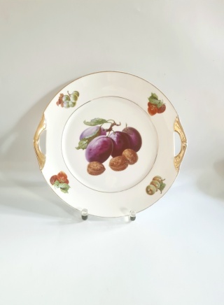 Giesche Sląsk patera w owoce art deco 1929-1939 porcelana śląska 26,5 cm
