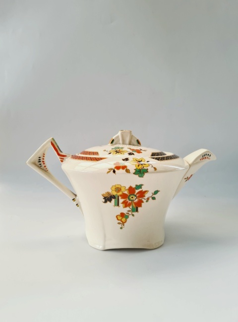 Piękny czajnik / dzbanek do herbaty Alfred Meakin 600 ml angielskie art deco 1937 Princess Shape Marigold