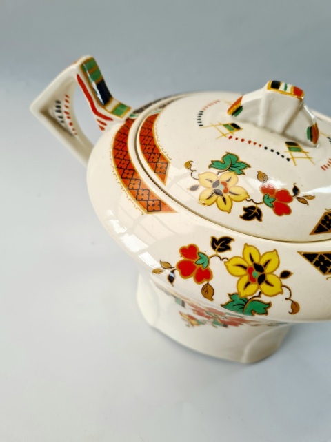 Piękny czajnik / dzbanek do herbaty Alfred Meakin 600 ml angielskie art deco 1937 Princess Shape Marigold