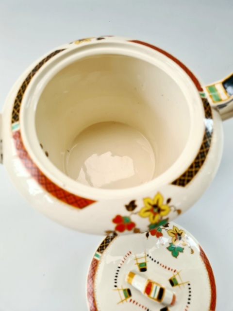Piękny czajnik / dzbanek do herbaty Alfred Meakin 600 ml angielskie art deco 1937 Princess Shape Marigold