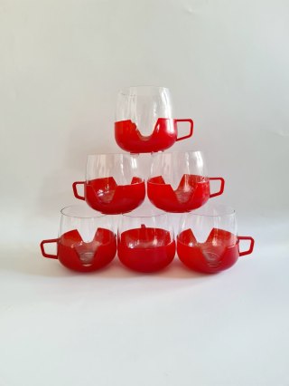 Szklanki w czerwonych koszyczkach 220 ml 5 szt. polski pop-art, hit czasów PRL