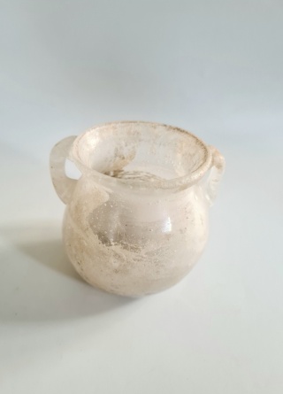 Wazon Murano glass szkło scavo 8 cm perłowo-beżowy surowy oryginał