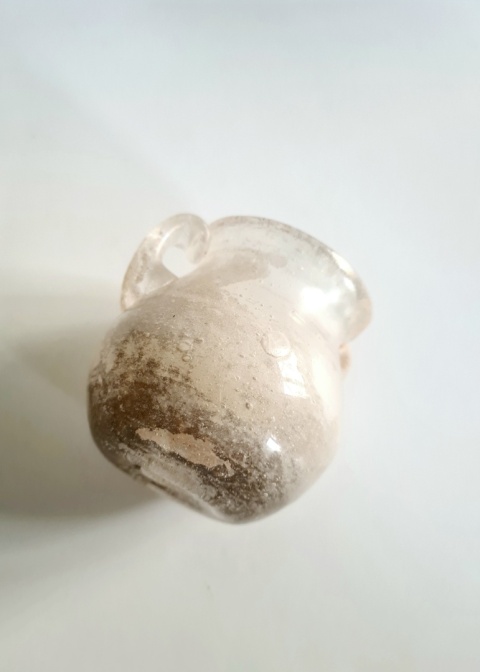 Wazon Murano glass szkło scavo 8 cm perłowo-beżowy surowy oryginał