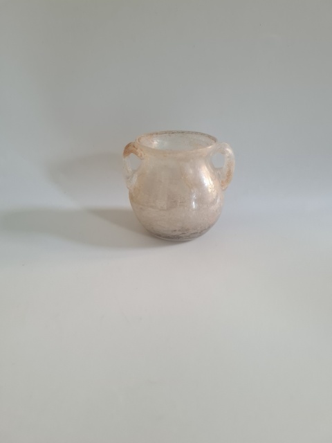 Wazon Murano glass szkło scavo 8 cm perłowo-beżowy surowy oryginał
