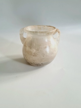 Wazon Murano glass szkło scavo 8 cm perłowo-beżowy surowy oryginał