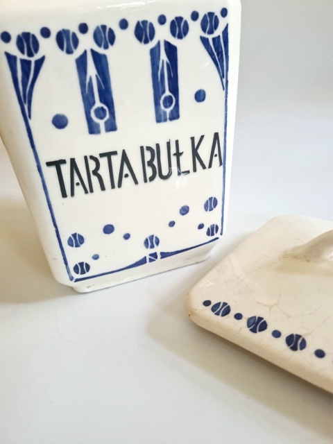 Duży pojemnik art-deco bułka tarta przedwojenny Polska