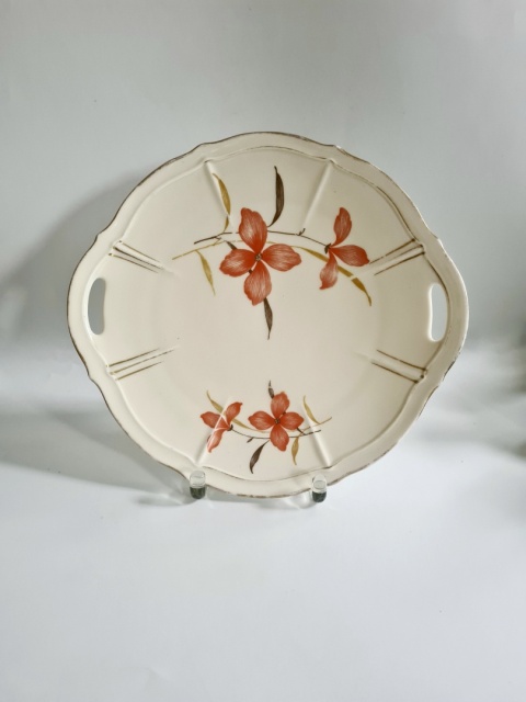 Przedwojenna patera Ćmielów porcelana kwiaty 28 cm art-deco