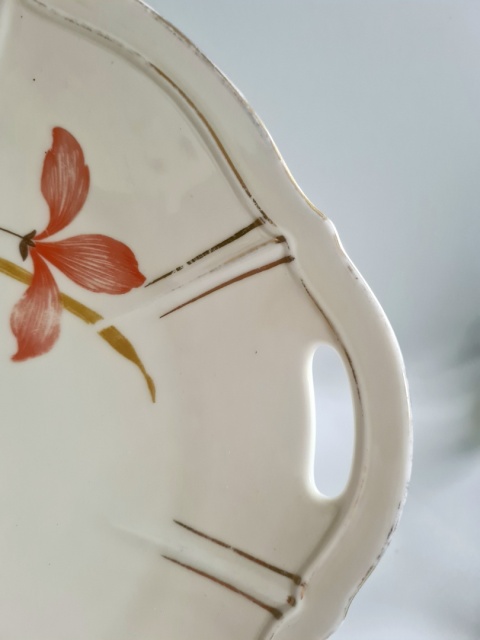 Przedwojenna patera Ćmielów porcelana kwiaty 28 cm art-deco
