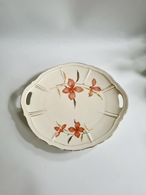 Przedwojenna patera Ćmielów porcelana kwiaty 28 cm art-deco