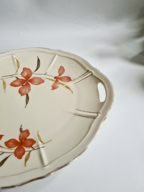 Przedwojenna patera Ćmielów porcelana kwiaty 28 cm art-deco