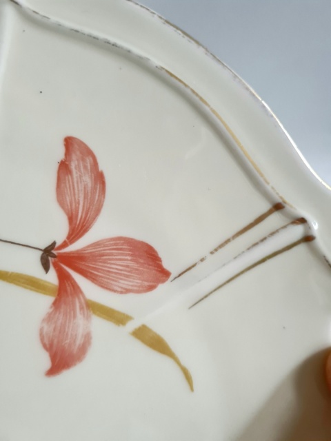 Przedwojenna patera Ćmielów porcelana kwiaty 28 cm art-deco