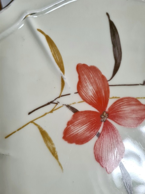 Przedwojenna patera Ćmielów porcelana kwiaty 28 cm art-deco