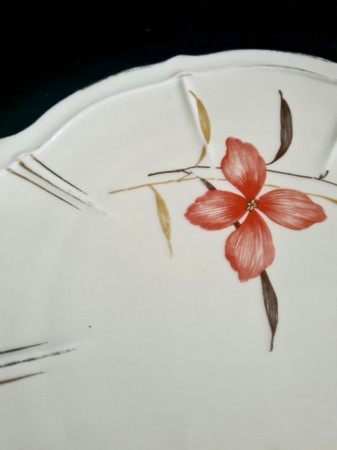 Przedwojenna patera Ćmielów porcelana kwiaty 28 cm art-deco
