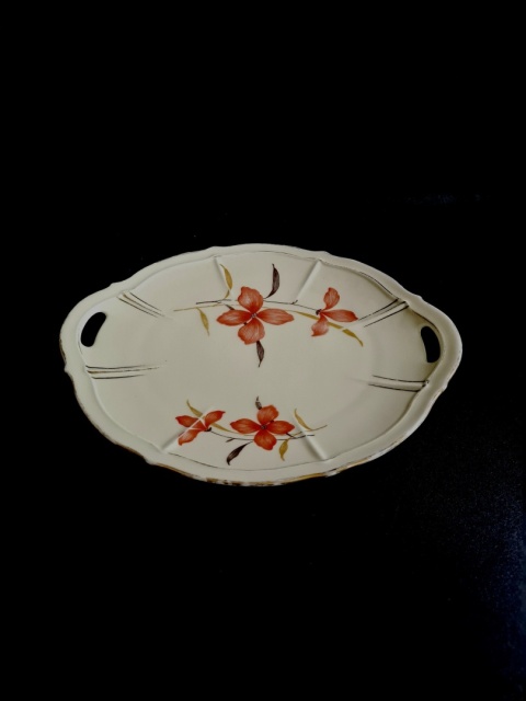 Przedwojenna patera Ćmielów porcelana kwiaty 28 cm art-deco