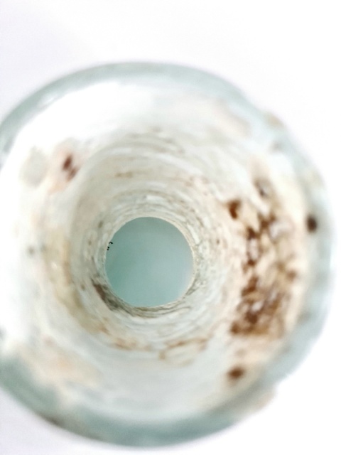 Wazon Murano glass szkło scavo 10,3 cm perłowo-błękitny surowy oryginał
