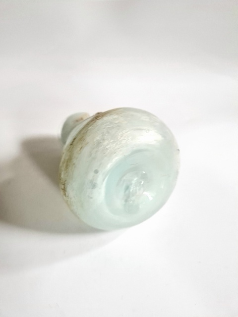 Wazon Murano glass szkło scavo 10,3 cm perłowo-błękitny surowy oryginał