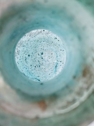 Wazon Murano glass szkło scavo 11,5 cm morski perłowy surowy oryginał