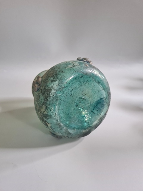 Wazon Murano glass szkło scavo 11,5 cm morski perłowy surowy oryginał