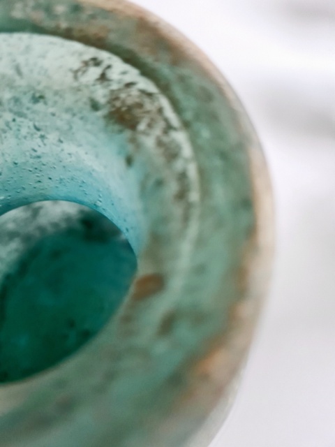 Wazon Murano glass szkło scavo 11,5 cm morski perłowy surowy oryginał