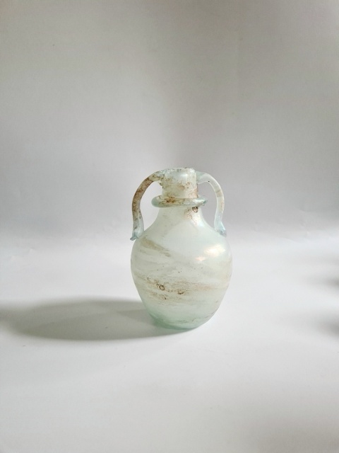 Wazon Murano glass szkło scavo 11 cm jasnoniebieski perłowy surowy oryginał