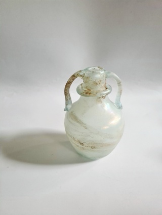 Wazon Murano glass szkło scavo 11 cm jasnoniebieski perłowy surowy oryginał