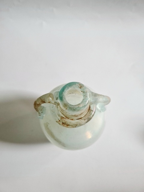Wazon Murano glass szkło scavo 11 cm jasnoniebieski perłowy surowy oryginał