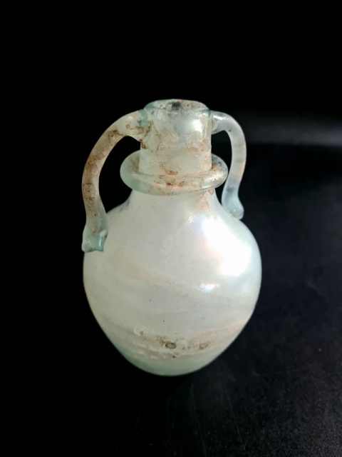 Wazon Murano glass szkło scavo 11 cm jasnoniebieski perłowy surowy oryginał